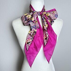 Vintage Metropolitan Museum of Art Scarf 100% Silk Flowers Made in Japan Long